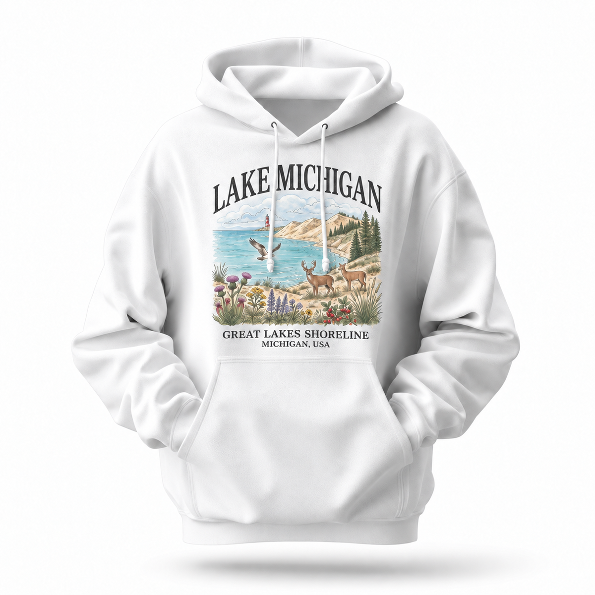 Lake Michigan Great Lakes Shoreline Hoodie