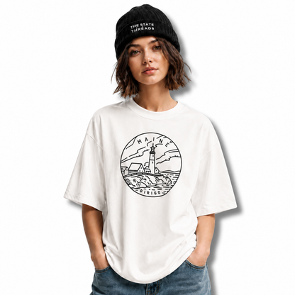 Maine Lighthouse Coastal Line Art Shirt