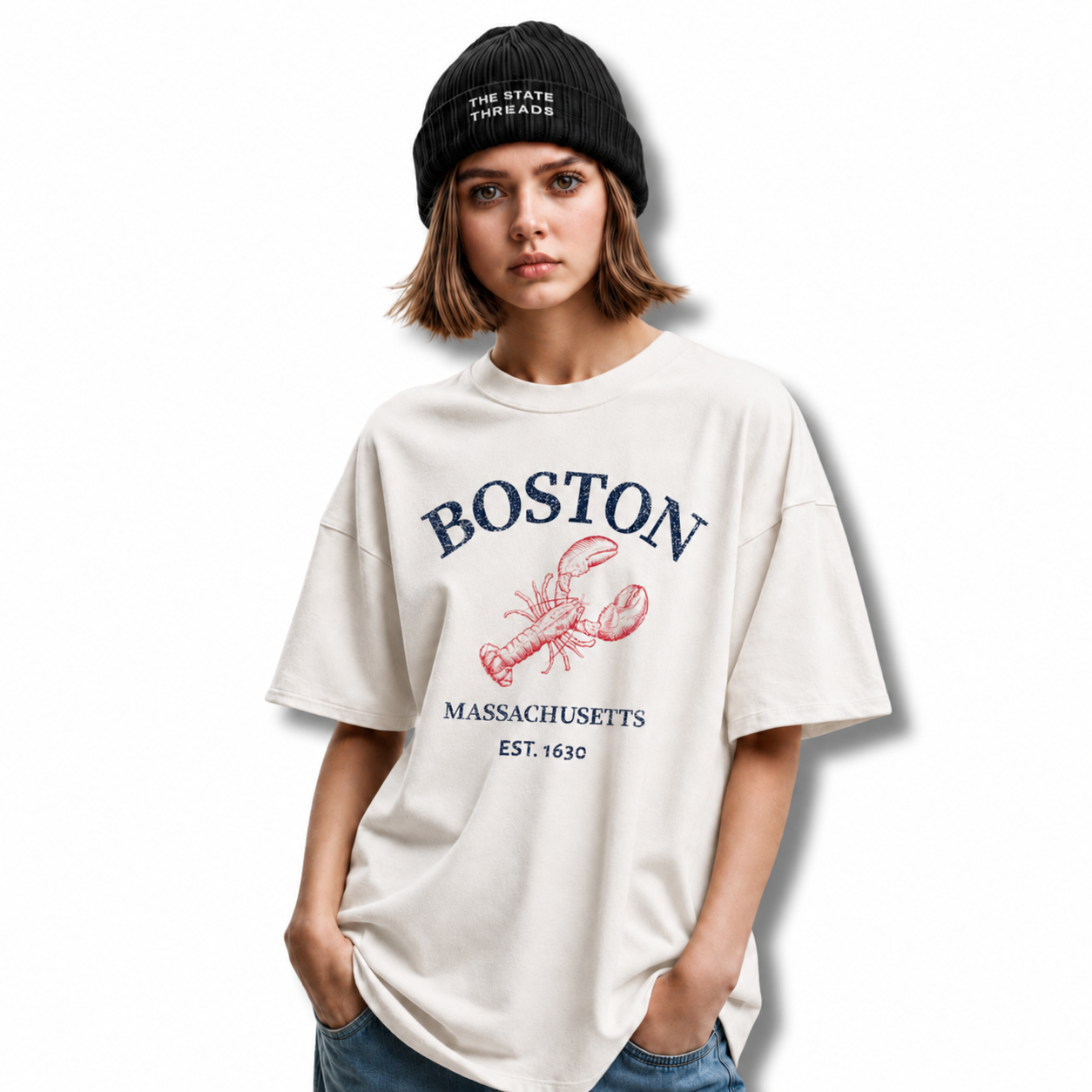 Boston Massachusetts Vintage Lobster Graphic Shir