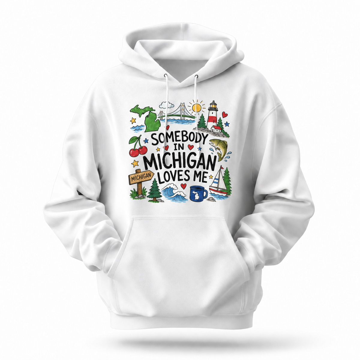 Somebody in Michigan Loves Me State Icons Navy Hoodie