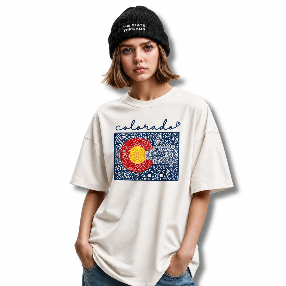 Colorado State Flag Floral Doodle Art Shirt