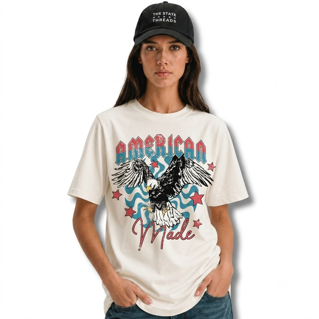 America Made Soaring Eagle Vintage Graphic Independence Shirt