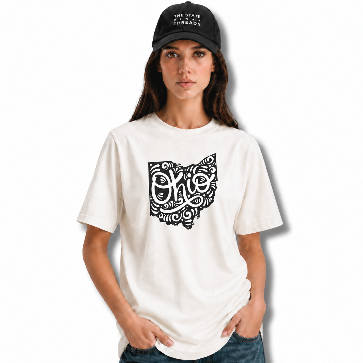 Ohio State Map Mandala Swirl Typography Shirt