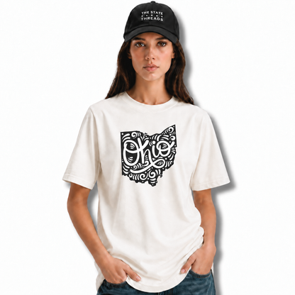 Ohio State Map Mandala Swirl Typography Shirt