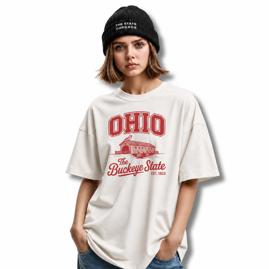 Ohio Buckeye State Covered Bridge Cardinal Shirt