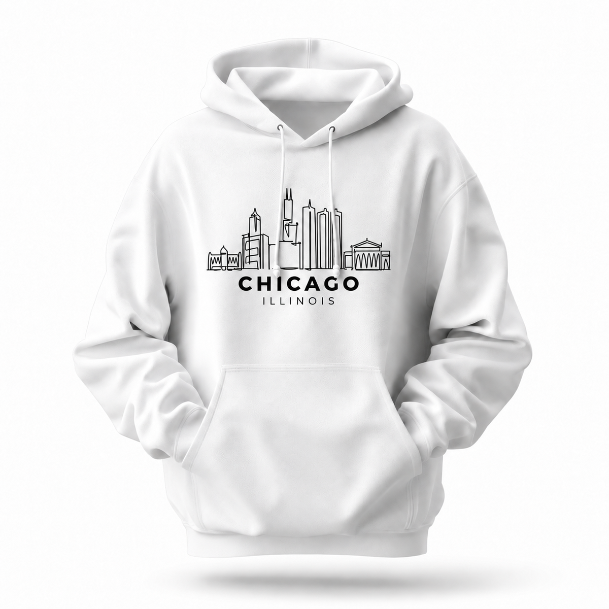 Chicago Illinois Minimalist Skyline Blue Hoodie