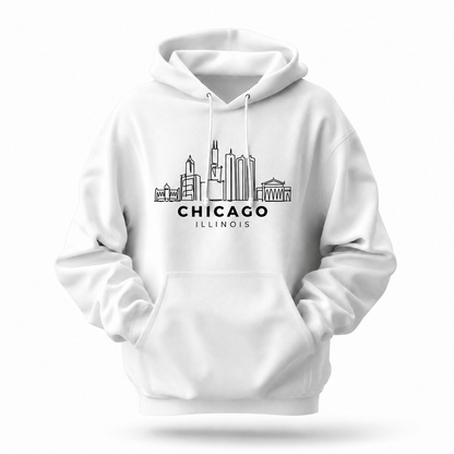 Chicago Illinois Minimalist Skyline Blue Hoodie