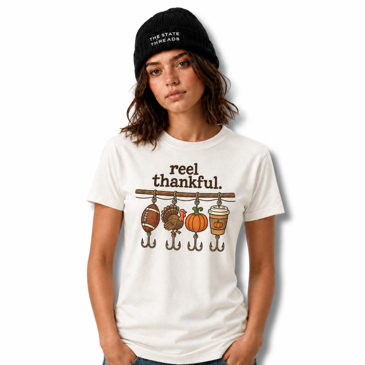 America Reel Thankful Thanksgiving Fishing Graphic Shirt