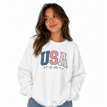 USA Est. 1776 Patriotic Block Letters Sweatshirt