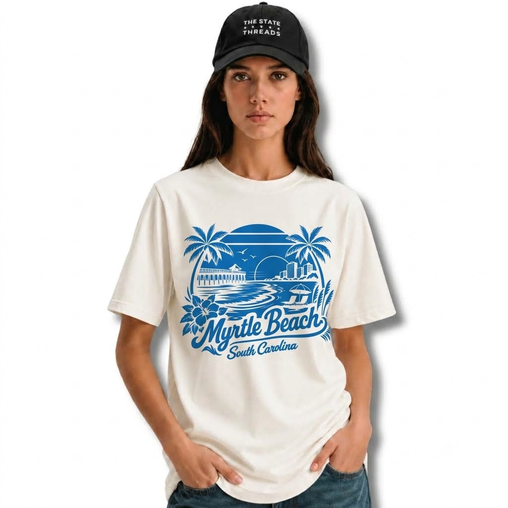 South Carolina Myrtle Beach Retro Coastal Sunset Graphic Shirt
