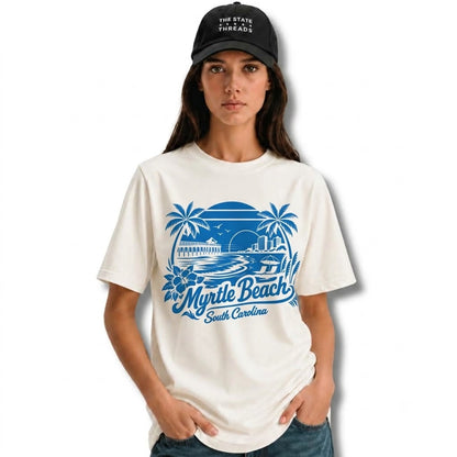 South Carolina Myrtle Beach Retro Coastal Sunset Graphic Shirt