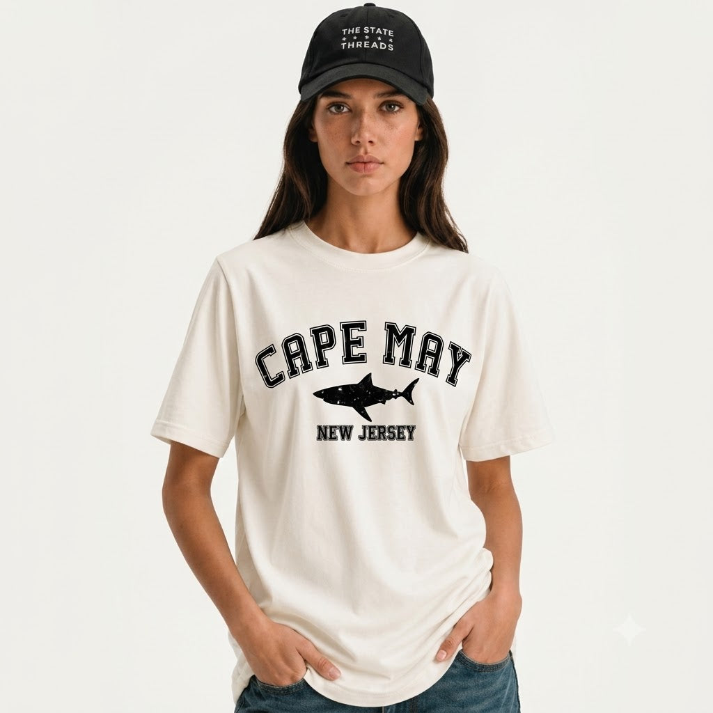 New Jersey Cape May Shark Graphic Coastal Shirt
