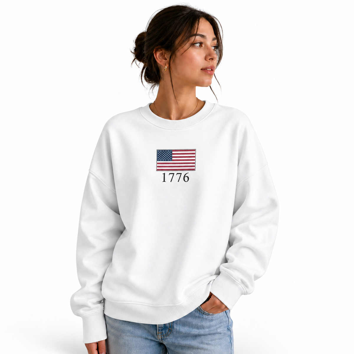 America Minimalist Flag 1776 Vintage Sweatshirt