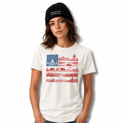 America Flag National Park Outdoor Wildlife Graphic Shirt