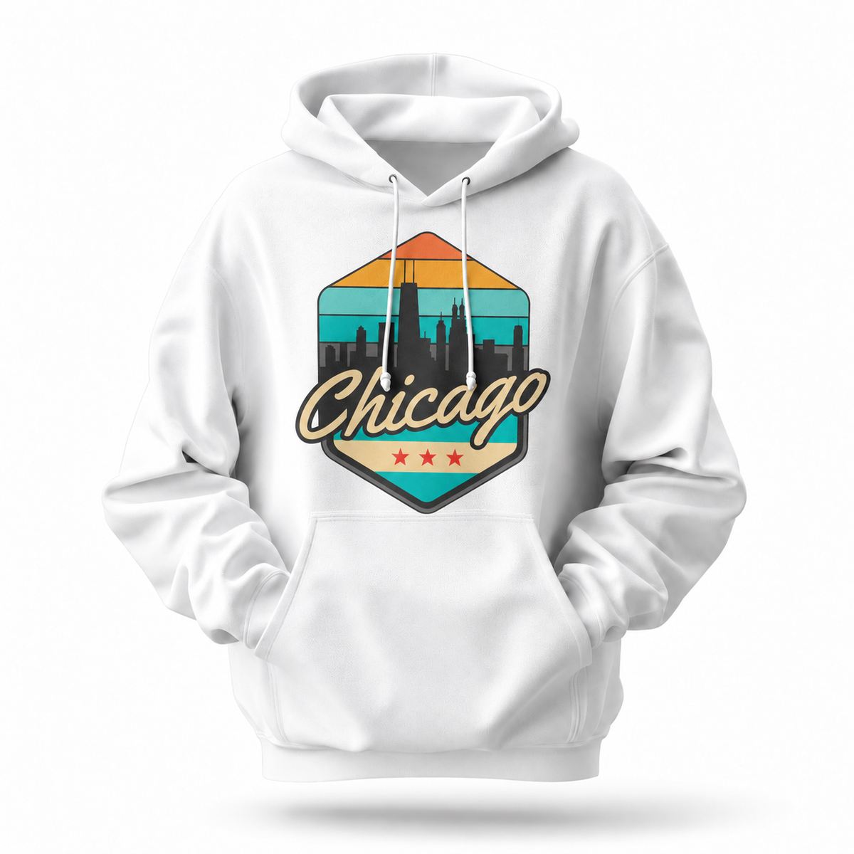 Chicago Retro Sunset Skyline Hoodie