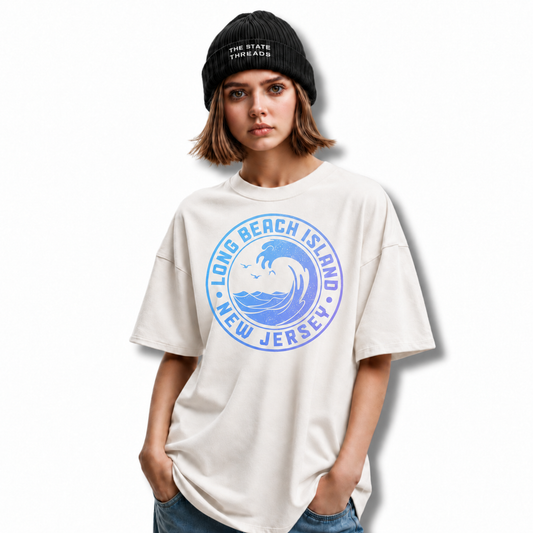 Long Beach Island New Jersey Ocean Wave Retro Shirt