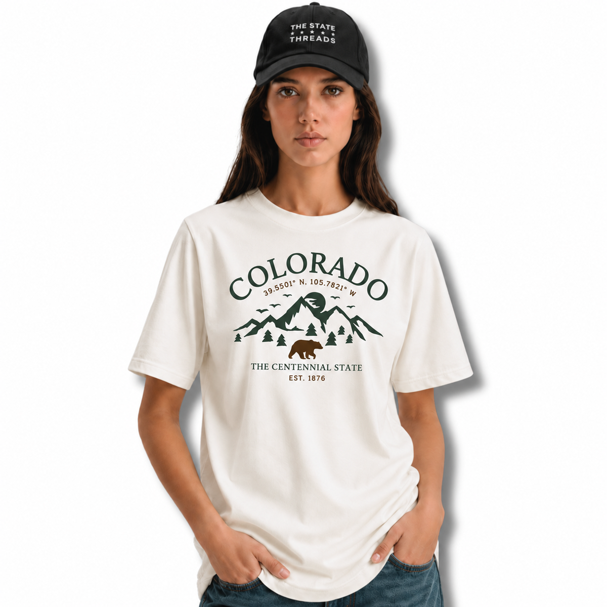 Colorado Centennial State Mountains Bear Graphic Shirt