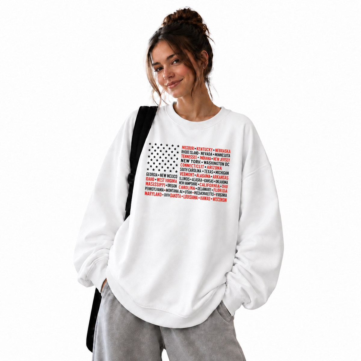 America State Names Typography Flag Sweatshirt