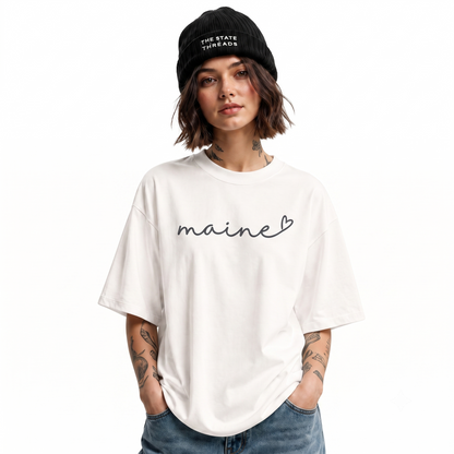 Maine Cursive Script Heart State Pride Shirt